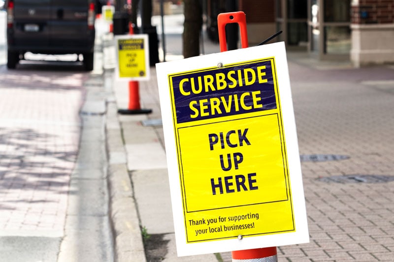 curbside pickup sign