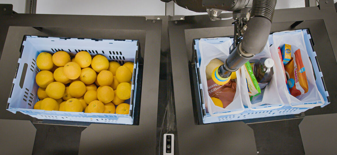 Berkshire Grey robotic solutions pick grocery items including oranges