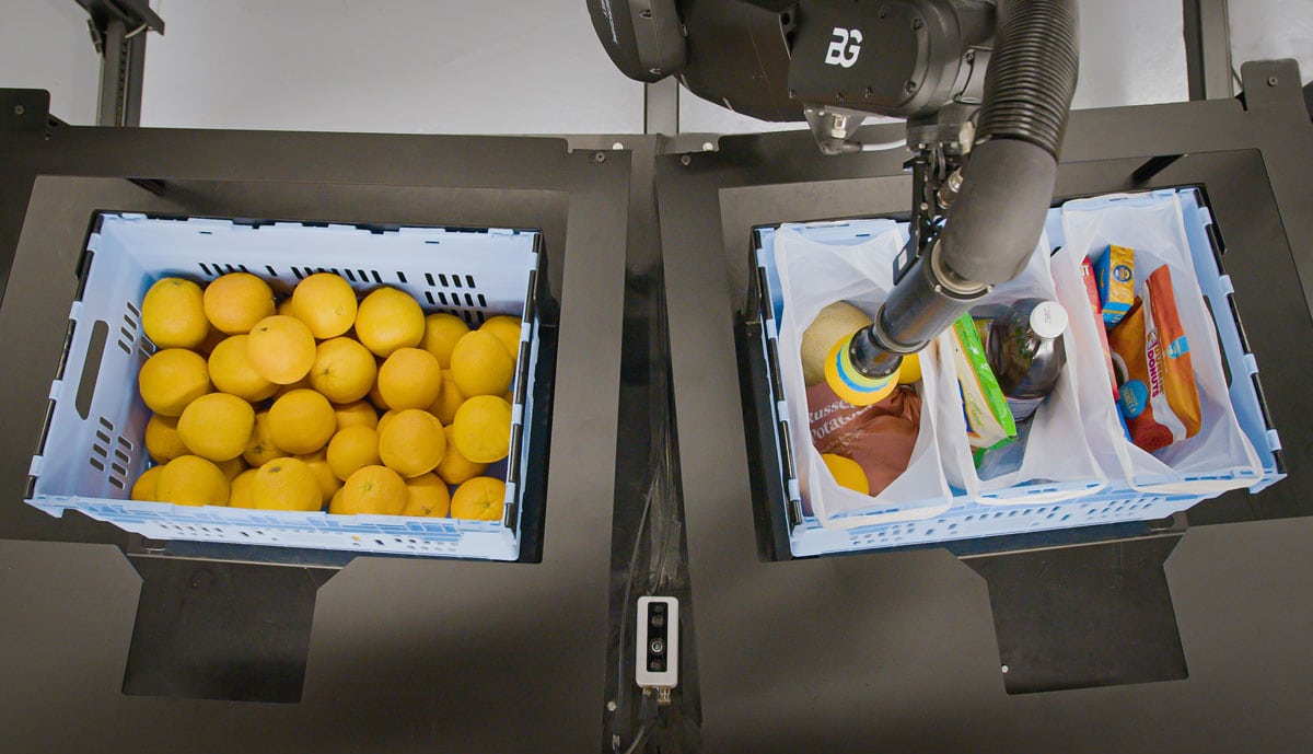 Berkshire Grey robotic solutions pick grocery items including oranges