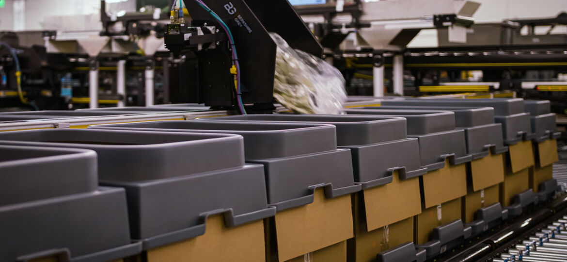 Berkshire Grey sortation shuttle delivers the product to identified location