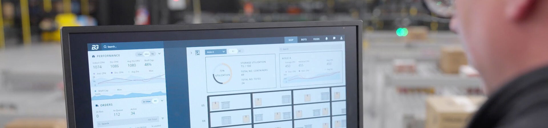A display showing the user interface to BG software.